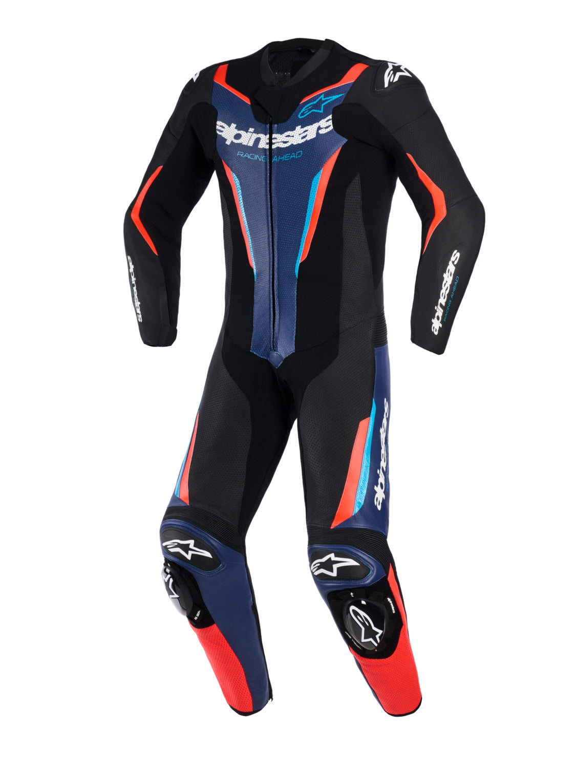 Jednodílná kombinéza Alpinestars GP Force V2 černá/modrá/červená fluo