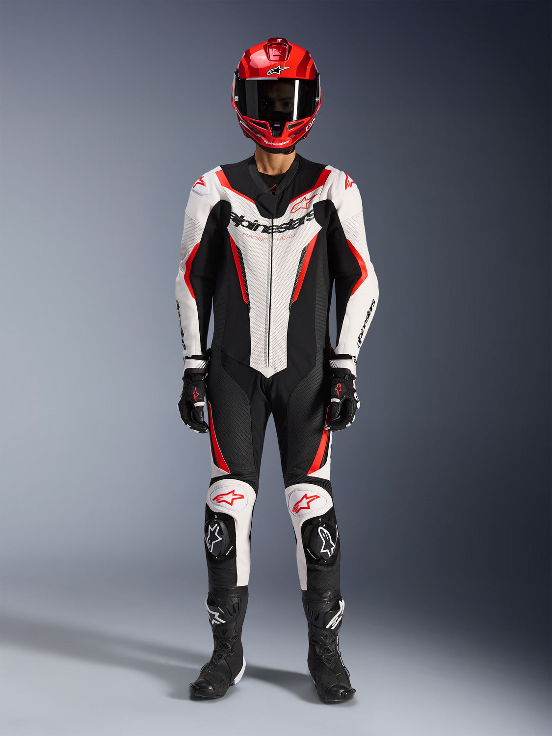 Jednodílná kombinéza Alpinestars GP Force V2 bílá/černá/červená fluo