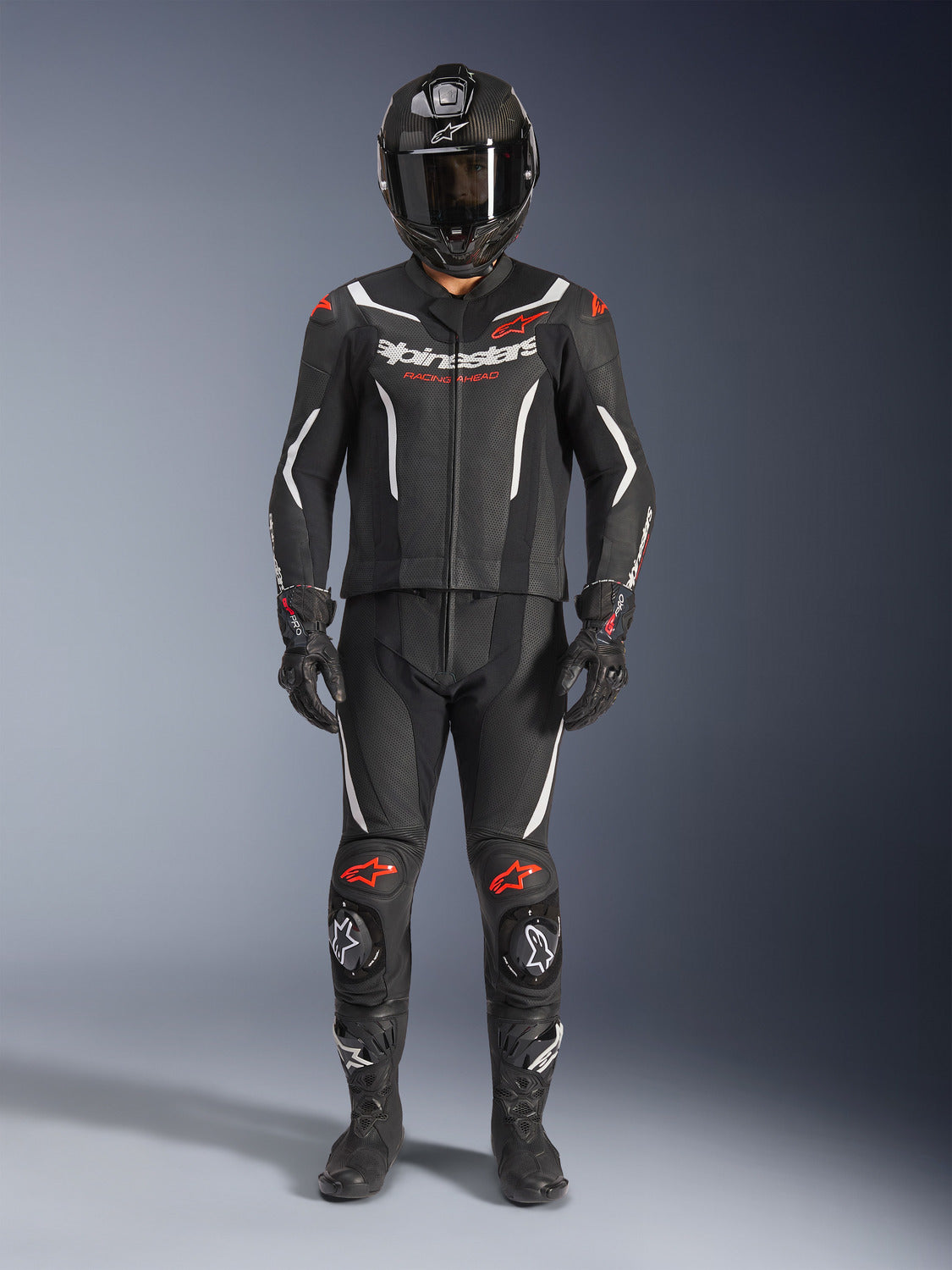 Dvoudílná kombinéza Alpinestars GP Force V2 černá/bílá/červená fluo
