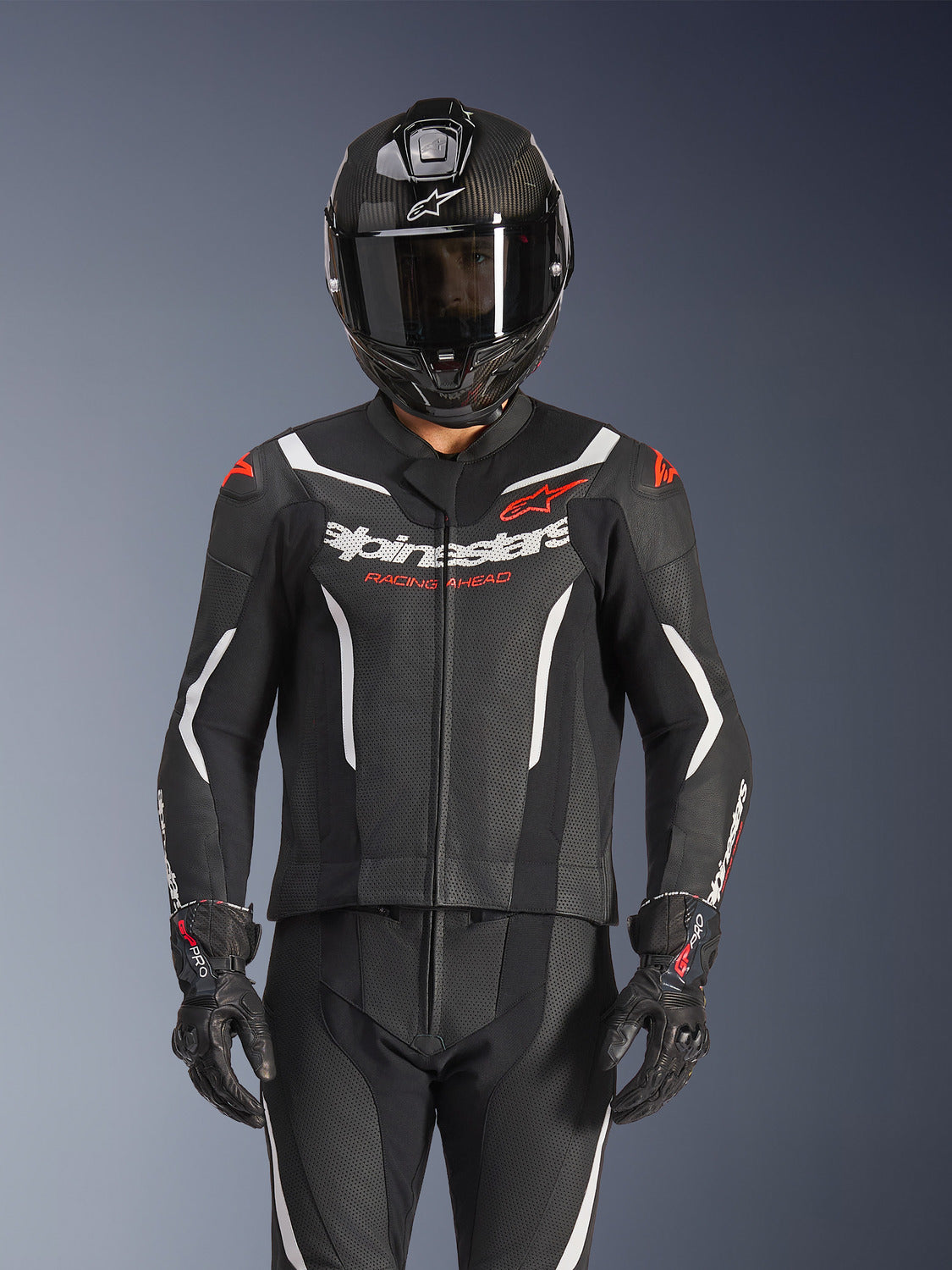 Dvoudílná kombinéza Alpinestars GP Force V2 černá/bílá/červená fluo