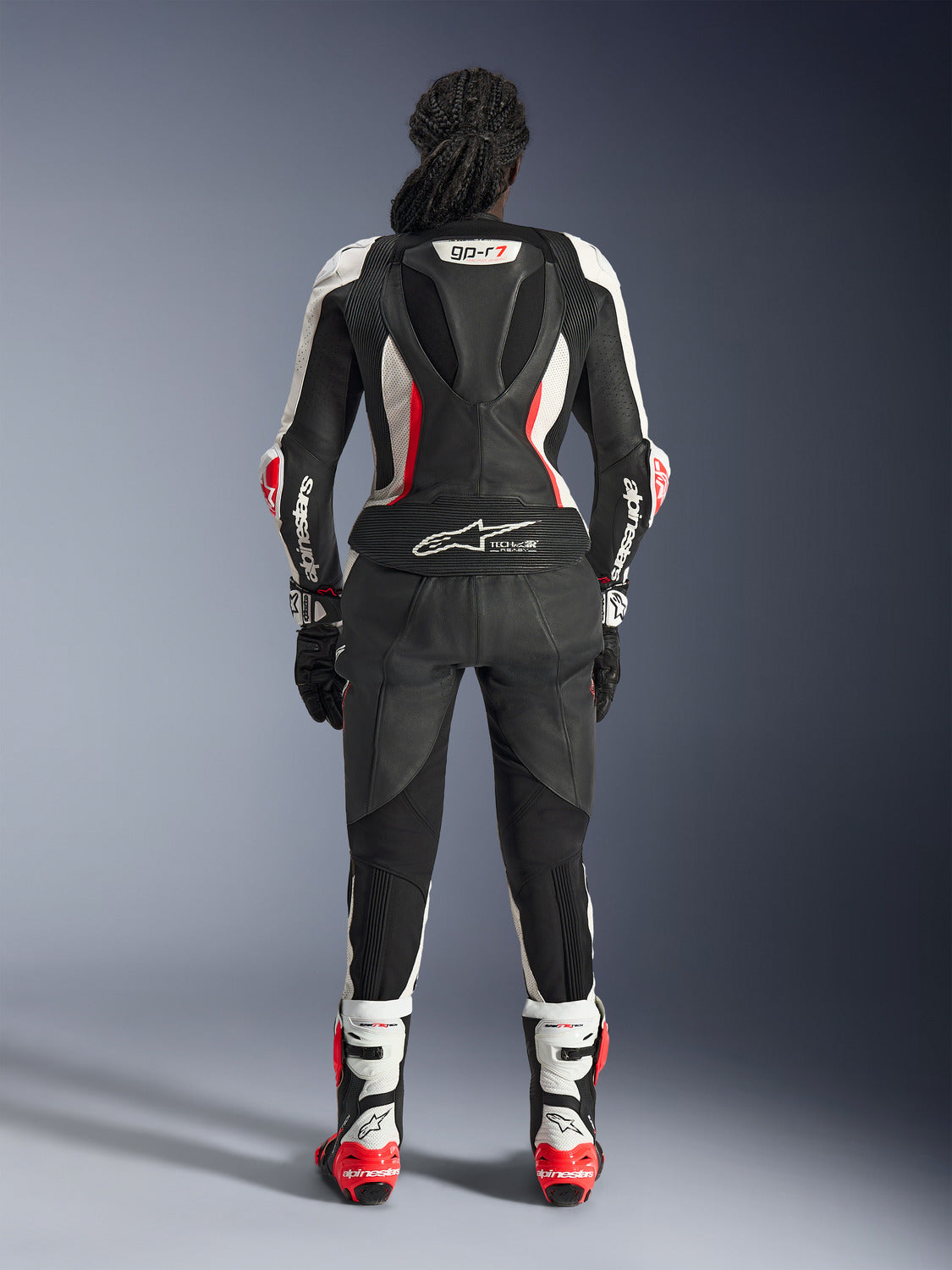 Dámská dvoudílná kombinéza Alpinestars Stella GP-R7 černá/bílá/červená fluo