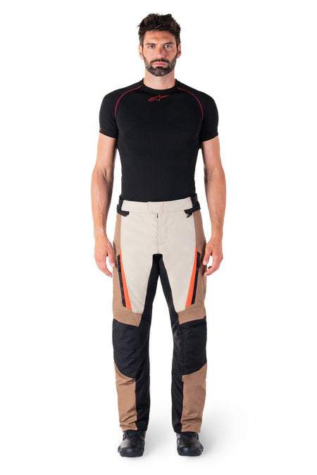 Kalhoty Alpinestars ST-1 Waterproof tmavá khaki/písková/černá/červená fluo