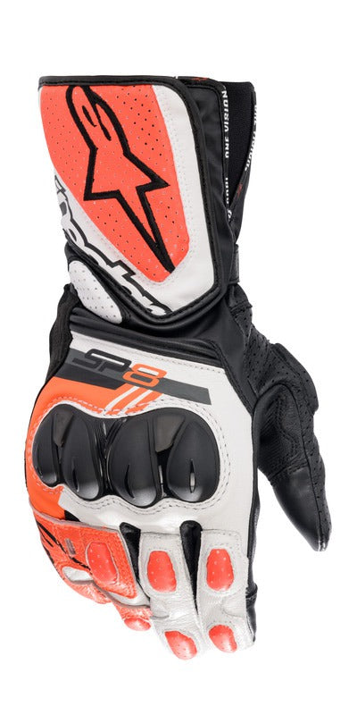 Rukavice Alpinestars SP-8 bílé/červené fluo/černé