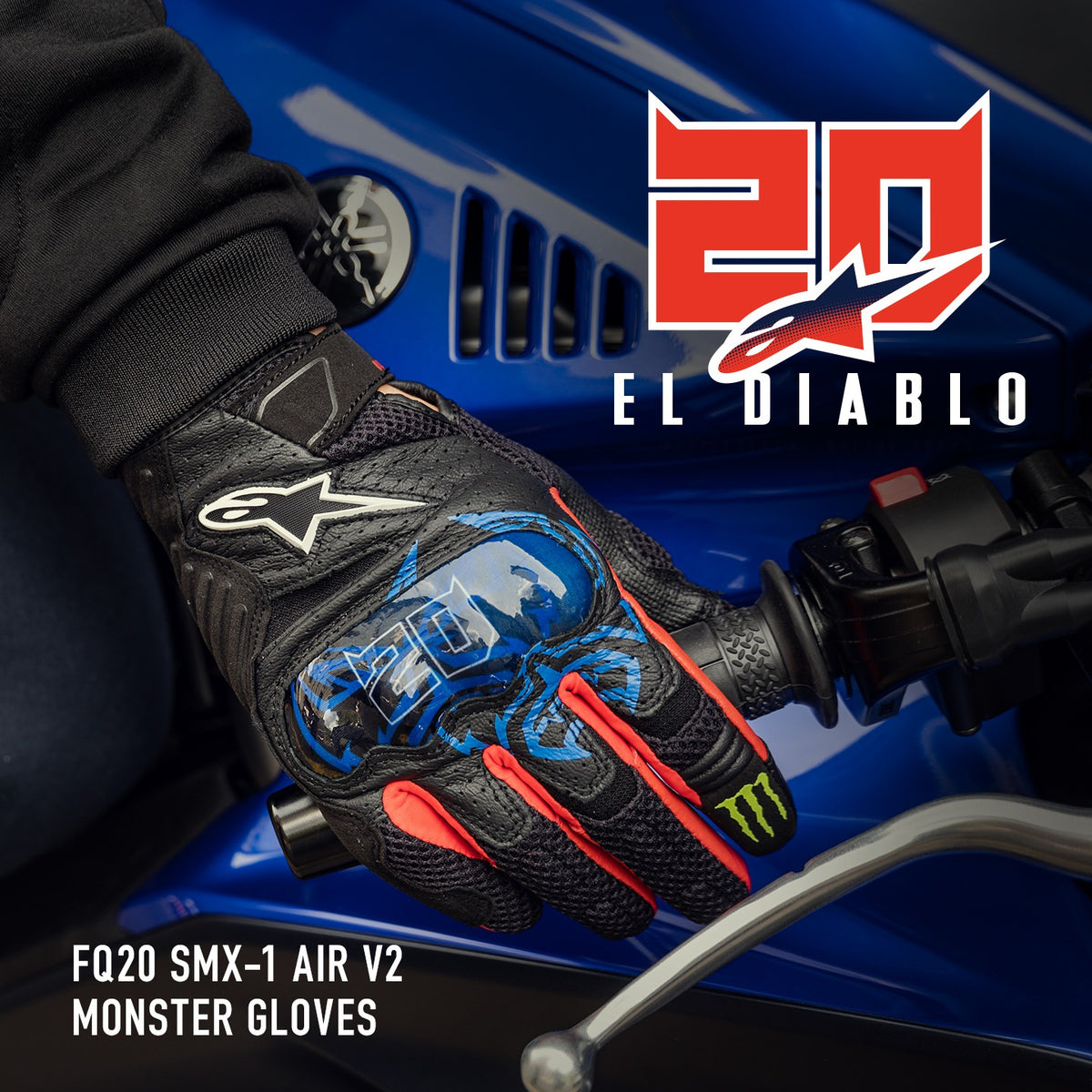 Rukavice Alpinestars SMX-1 AIR 2 Monster FQ20 černá/červená/modrá/bílá/zelená