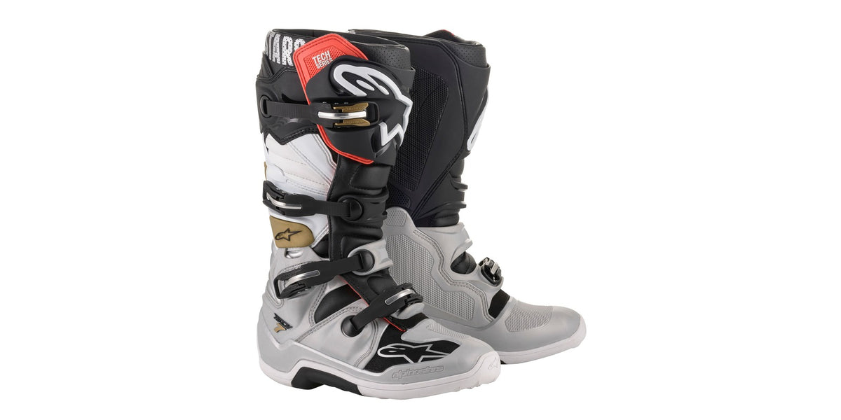 Boty Alpinestars Tech 7 černá/stříbrná/bílá/zlatá