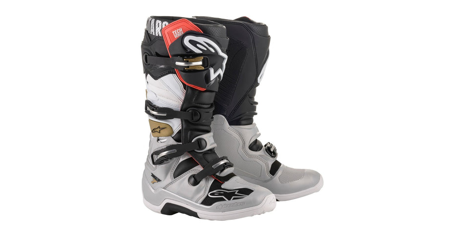 Boty Alpinestars Tech 7 černá/stříbrná/bílá/zlatá