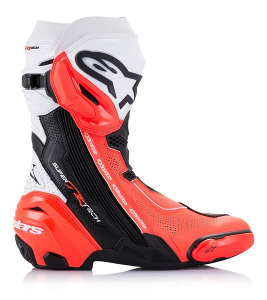 Boty Alpinestars Supertech R Vented černá/bílá/červená fluo, perforovaná obšívka