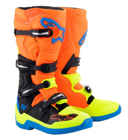 Boty Alpinestars Tech 5 oranžová fluo/žlutá fluo/modrá/černá