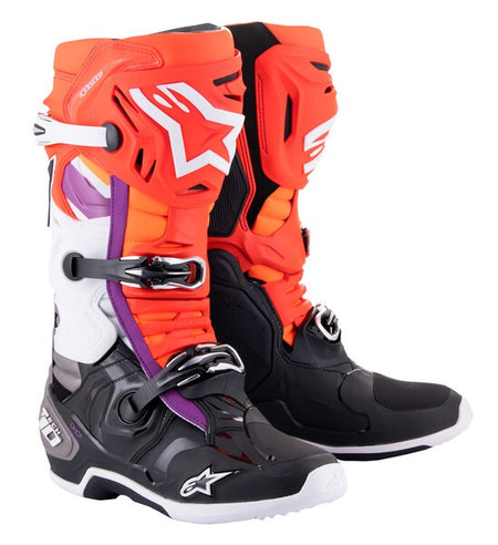 Boty Alpinestars Tech 10 oranžová/žlutá/fialová/bílá/černá