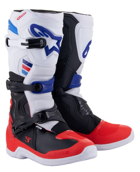Boty Alpinestars Tech 3 bílá/černá/modrá/červená
