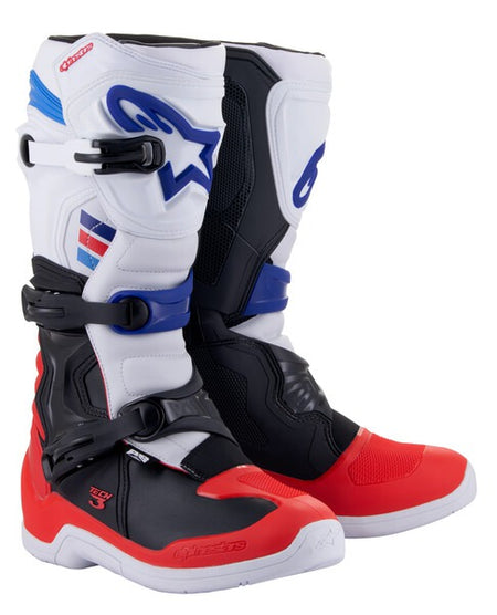 Boty Alpinestars Tech 3 bílá/černá/modrá/červená