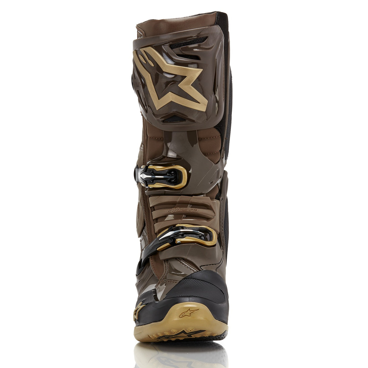 Boty Alpinestars Tech 10 limitovaná edice Squad tmavě hnědá/zlatá/černá