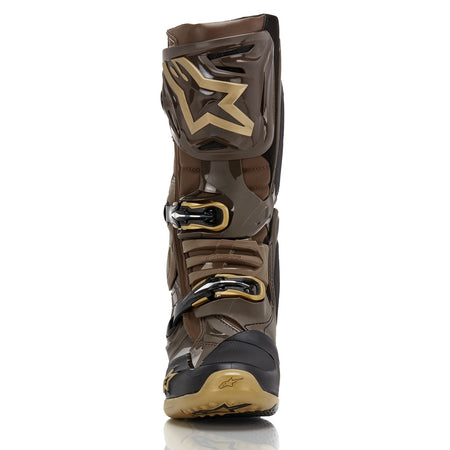 Boty Alpinestars Tech 10 limitovaná edice Squad tmavě hnědá/zlatá/černá