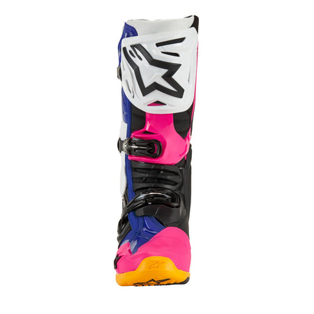 Boty Alpinestars Tech 10 limitovaná edice Coast bílá/tmavě modrá/růžová/žlutá fluo/oranžová/černá