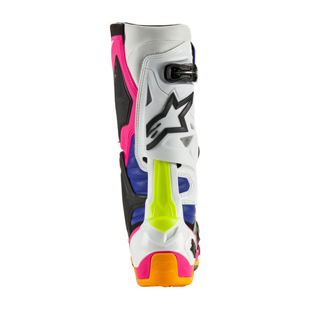 Boty Alpinestars Tech 10 limitovaná edice Coast bílá/tmavě modrá/růžová/žlutá fluo/oranžová/černá