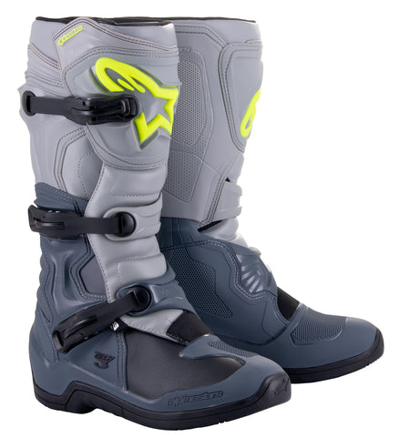 Boty Alpinestars Tech 3 světle šedá/šedá/černá/žlutá fluo
