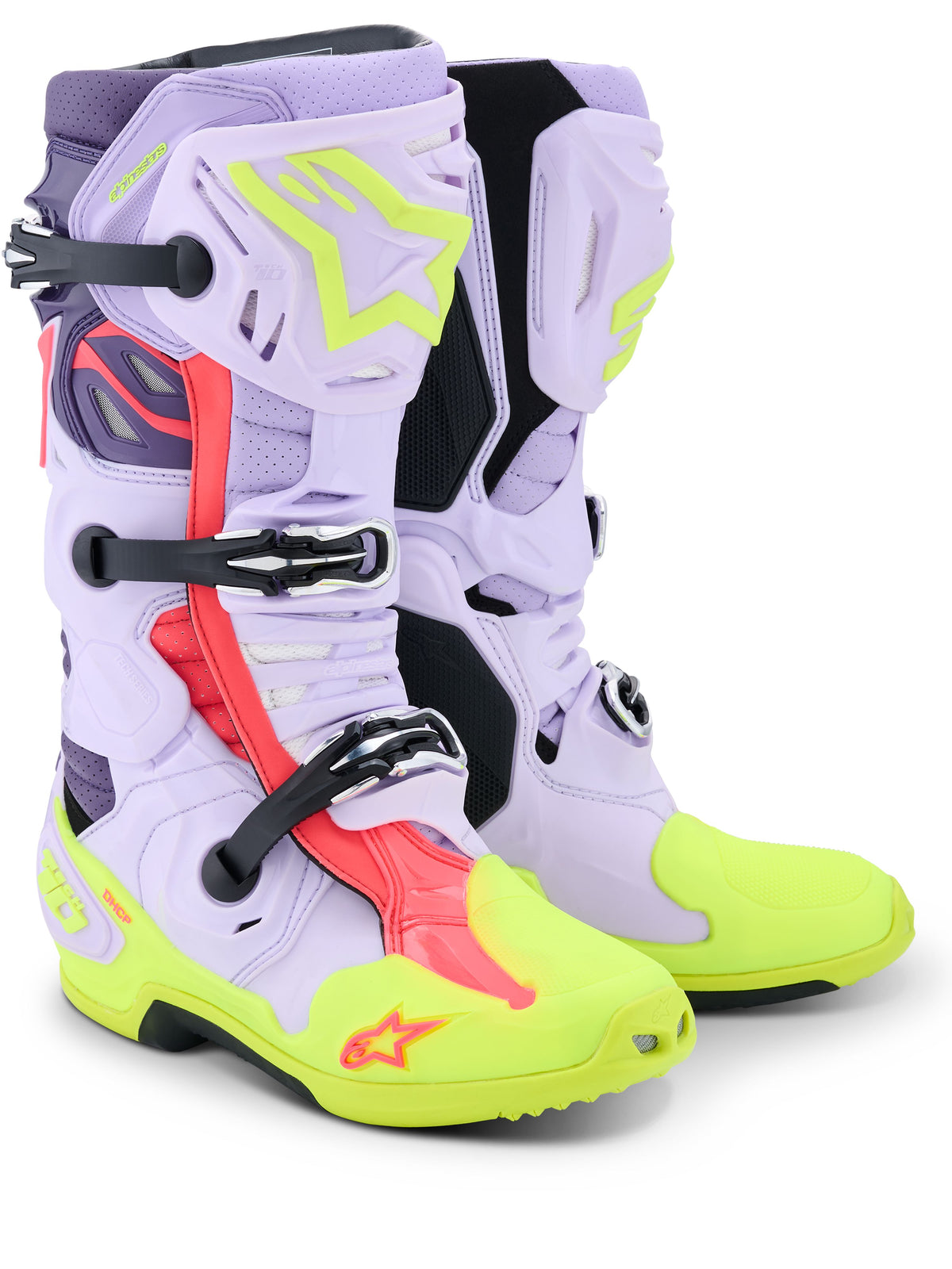 Boty Alpinestars Tech 10 Supervented fialová/žlutá fluo/růžová