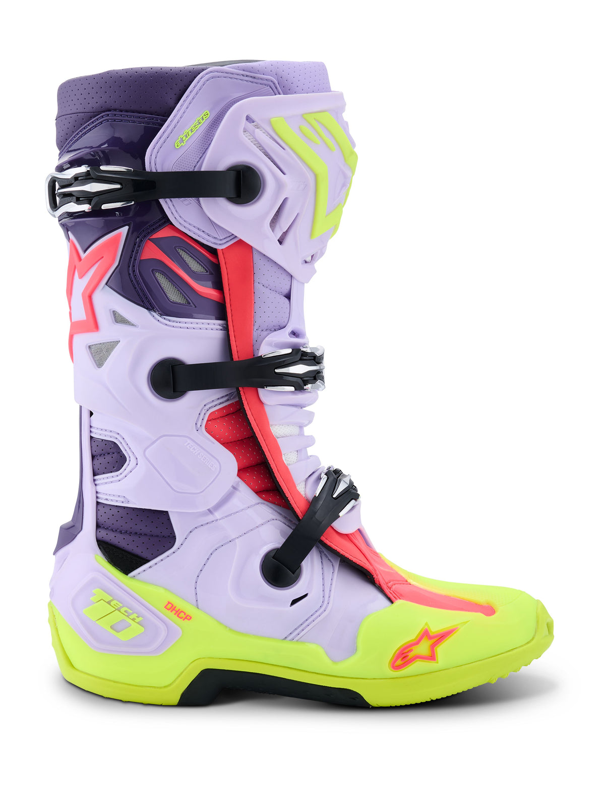 Boty Alpinestars Tech 10 Supervented fialová/žlutá fluo/růžová