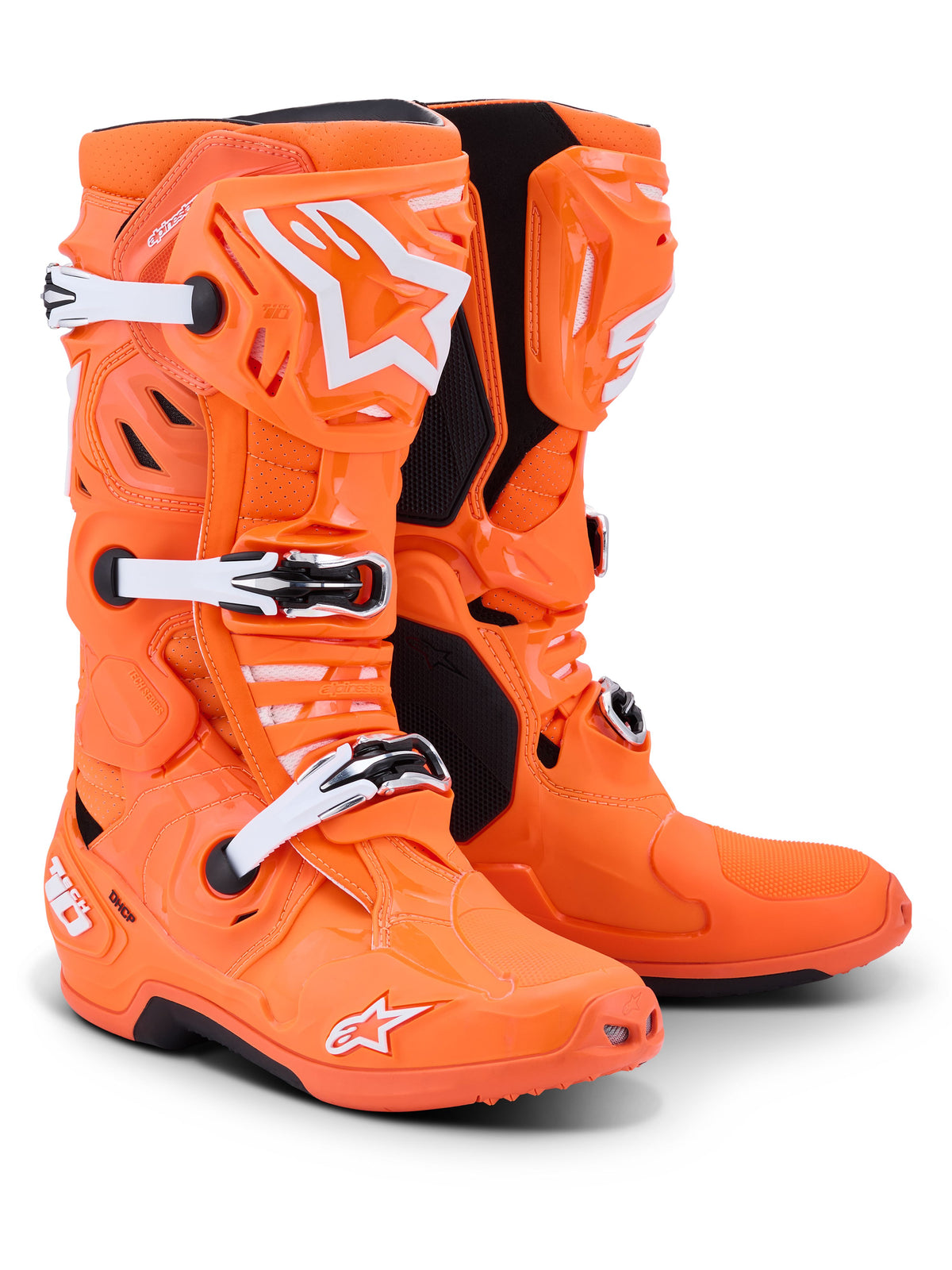 Boty Alpinestars Tech 10 Supervented oranžová fluo/černá/bílá