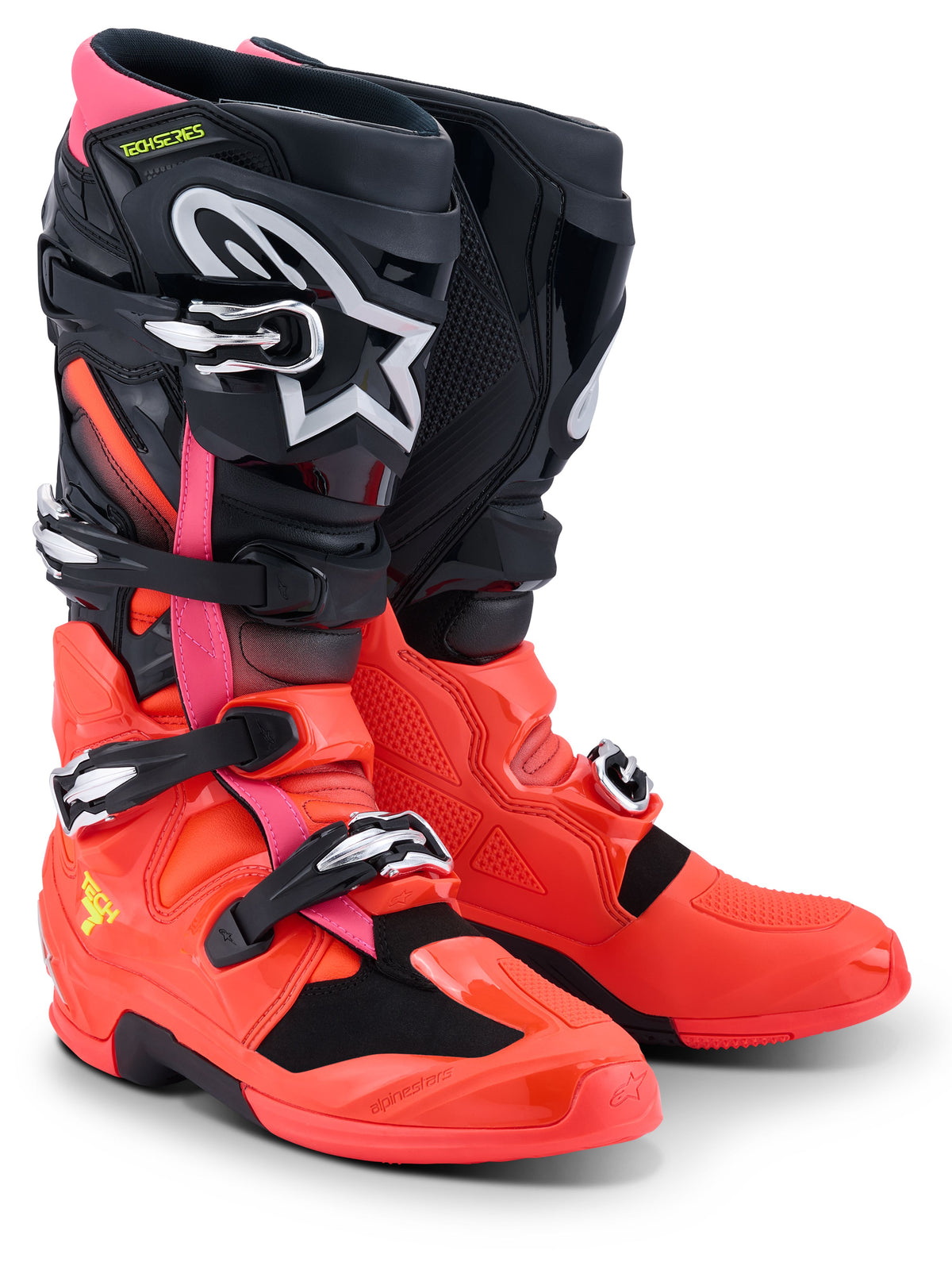 Boty Alpinestars Tech 7 černá/červená fluo/růžová fluo