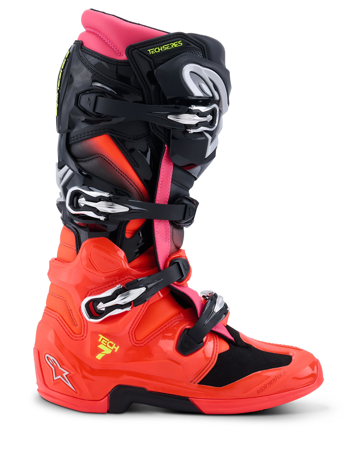 Boty Alpinestars Tech 7 černá/červená fluo/růžová fluo