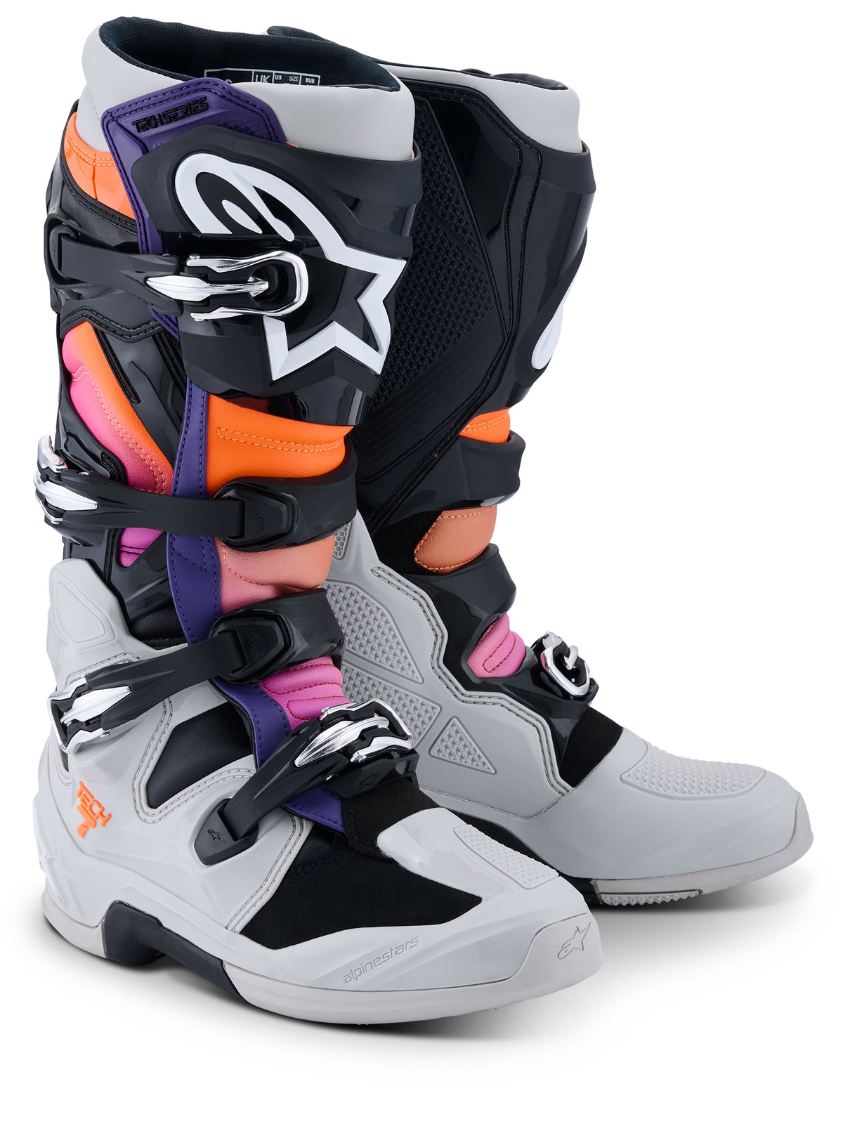 Boty Alpinestars Tech 7 černá/světle šedá/oranžová fluo/gradient