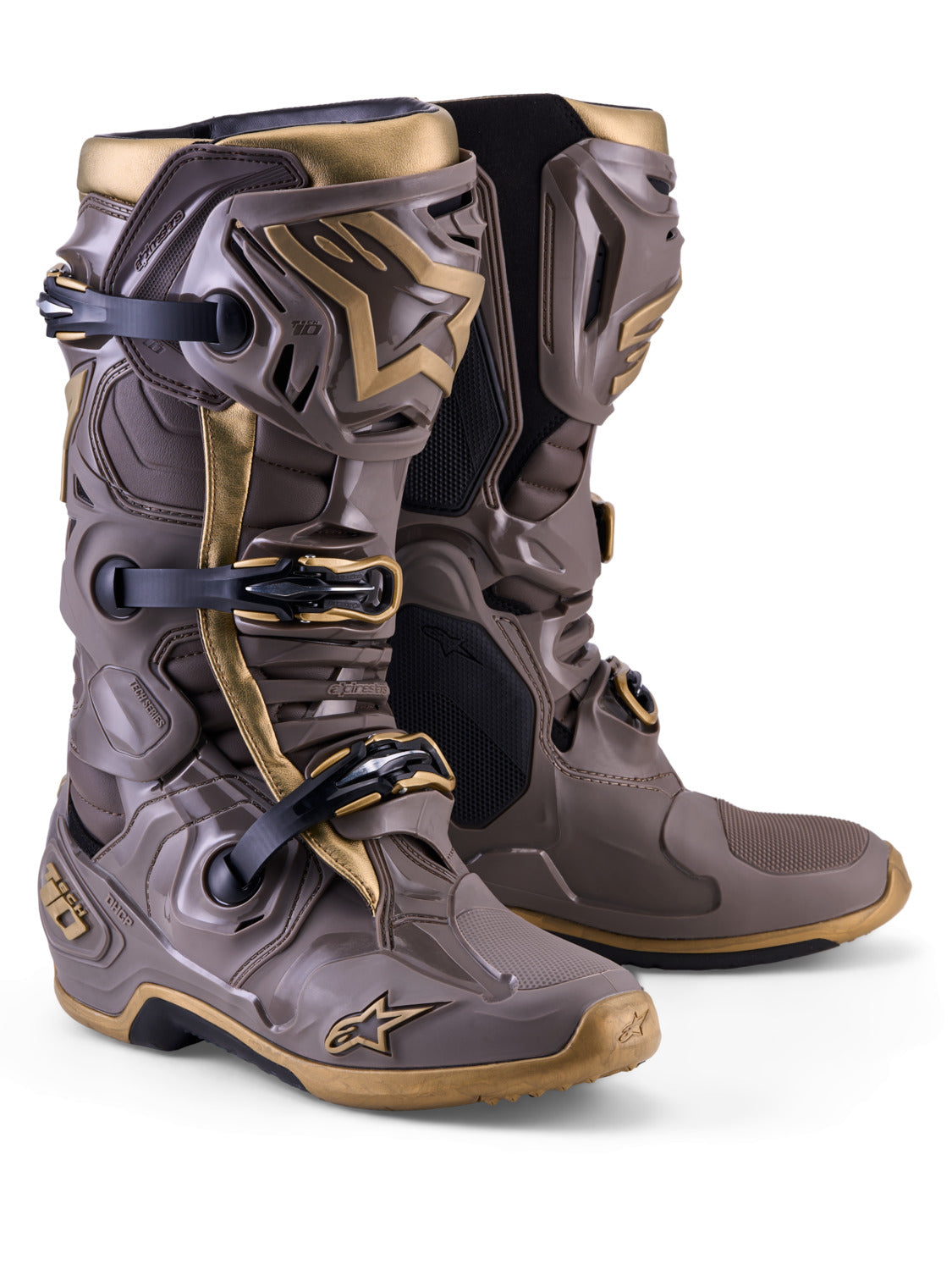 Boty Alpinestars Tech 10 limitovaná edice AIR Gold hnědá/zlatá