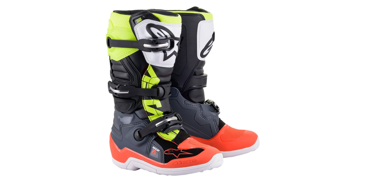 Dětské boty Alpinestars Tech 7 S šedá/červená fluo/žlutá fluo
