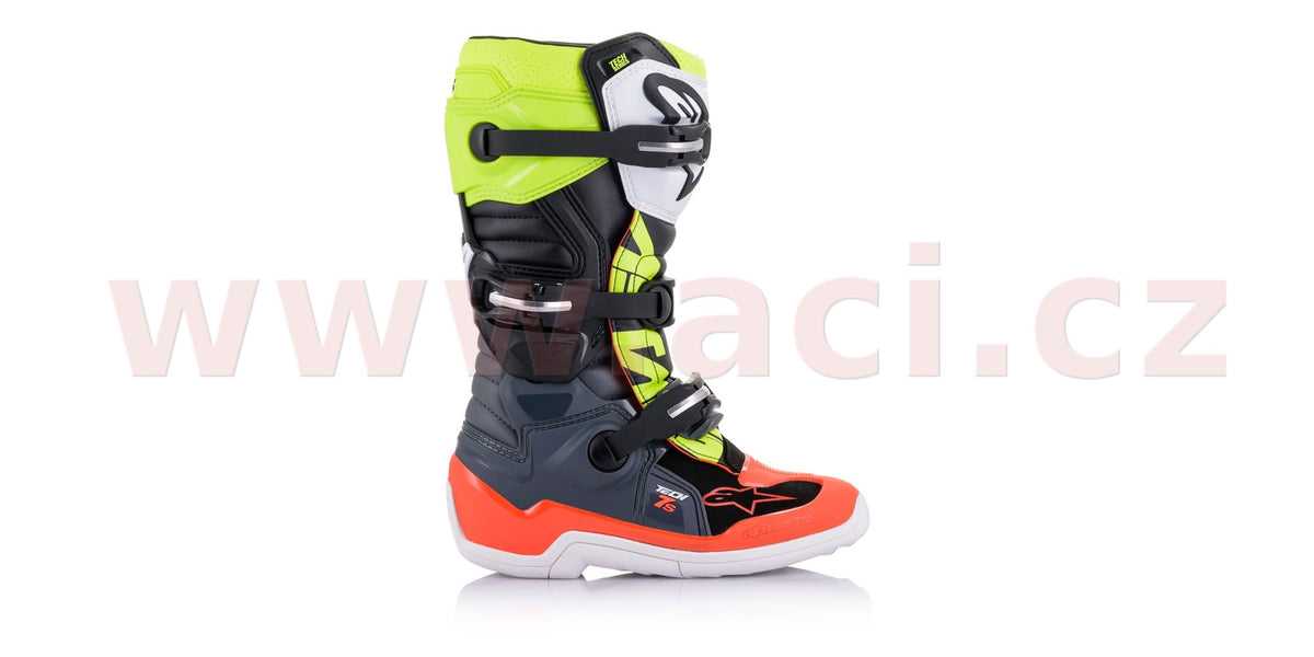 Dětské boty Alpinestars Tech 7 S šedá/červená fluo/žlutá fluo