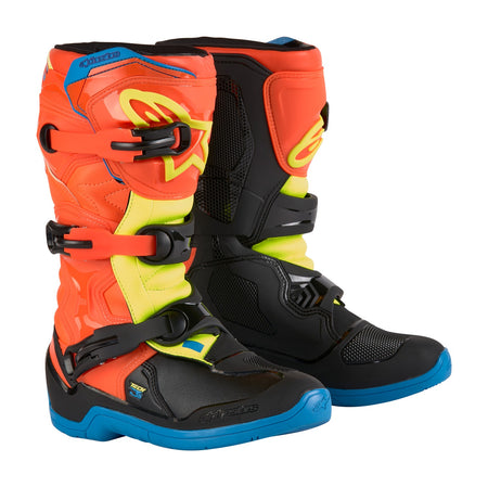 Dětské boty Alpinestars Tech 3S Youth oranžová fluo/modrá/žlutá fluo/černá