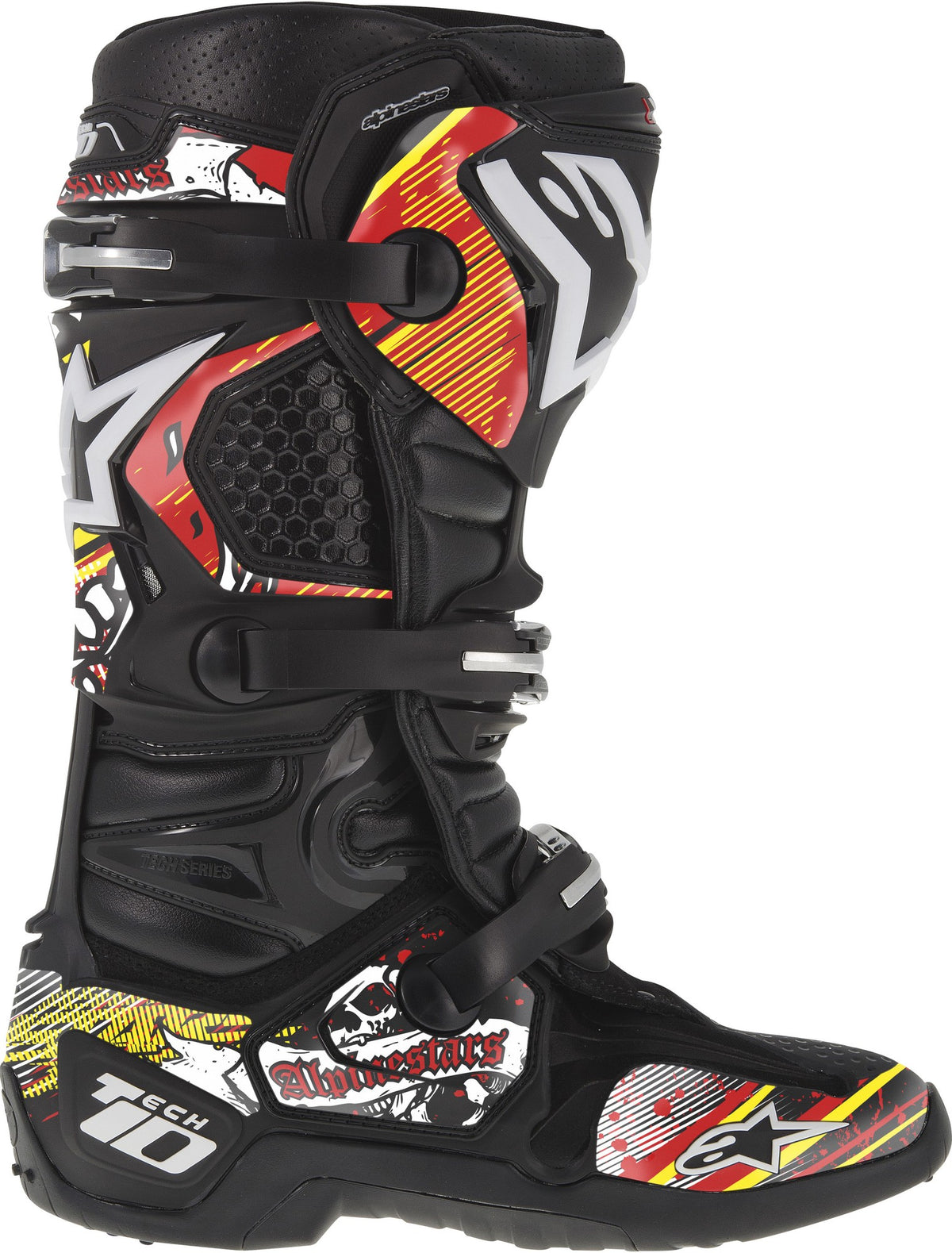 Sada polepů pro boty Alpinestars Tech 10 model 2014 až 2018 červená/bílá/žlutá