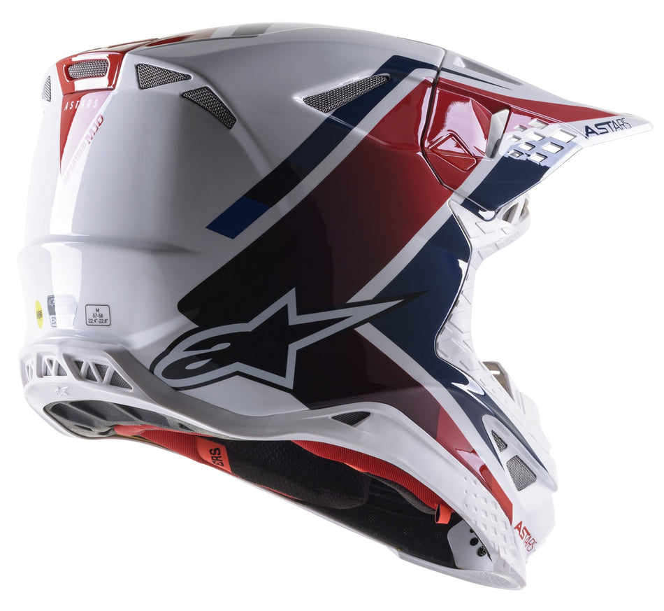 Přilba Alpinestars Supertech S-M10 Carbon META2 bílá/červená/modrá lesklá