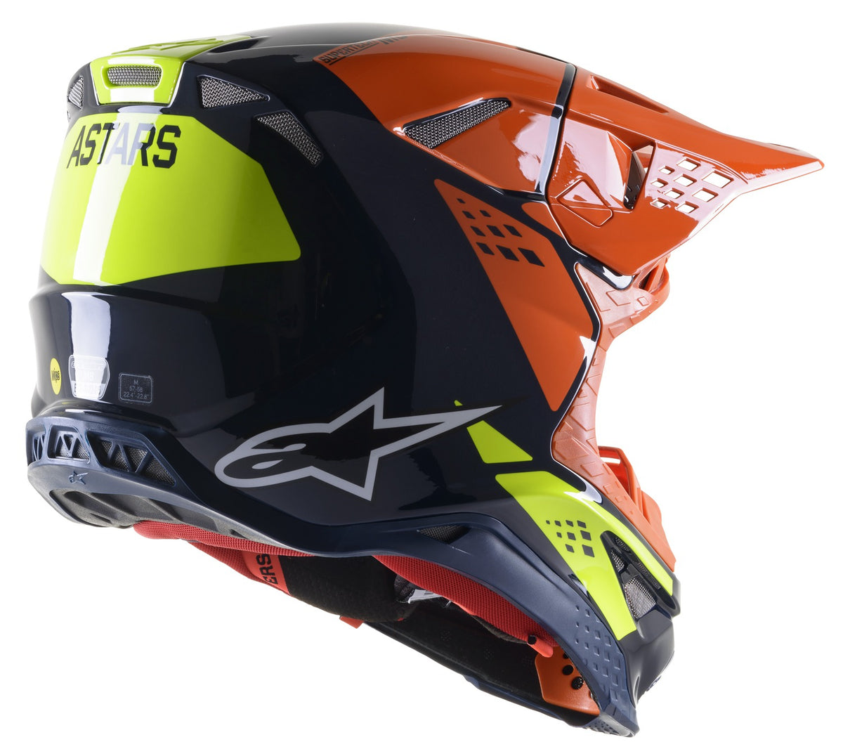 Přilba Alpinestars Supertech S-M8 Factory tmavá modrá/oranžová/žlutá fluo lesklá