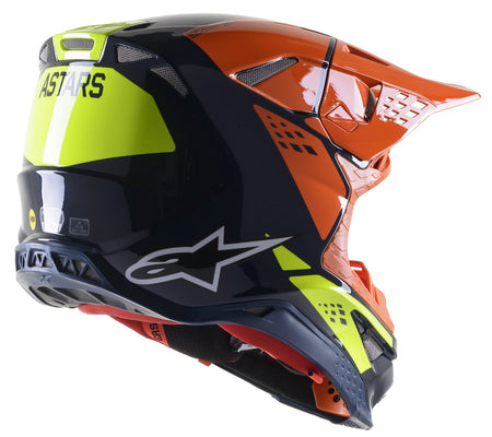 Přilba Alpinestars Supertech S-M8 Factory tmavá modrá/oranžová/žlutá fluo lesklá