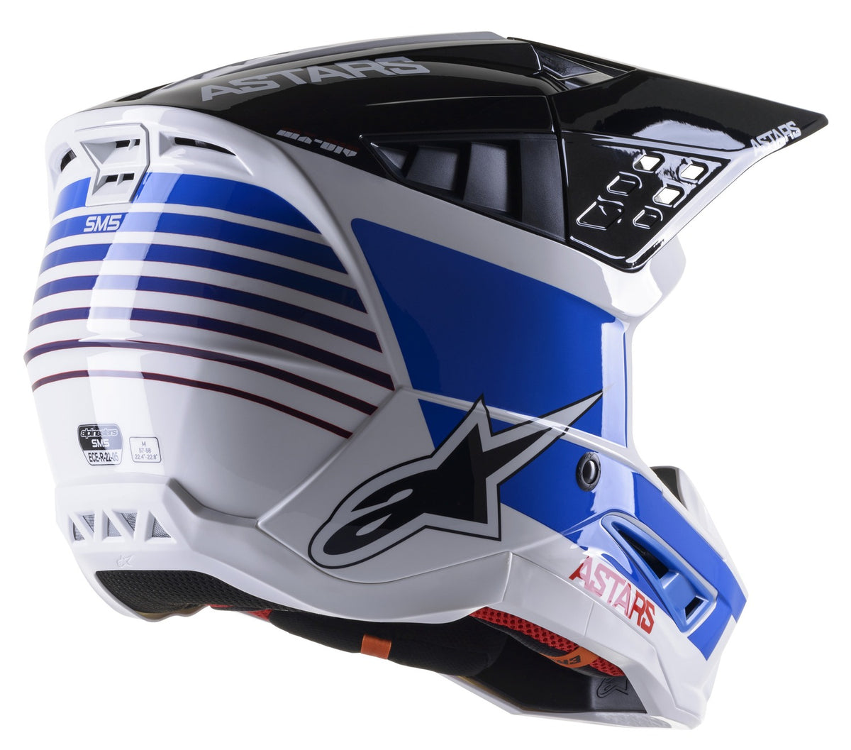 Přilba Alpinestars S-M5 Speed bílá/tmavá modrá/červená lesklá