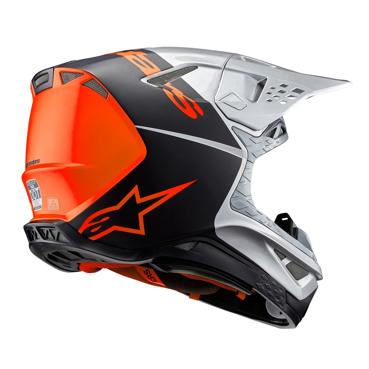 Přilba Alpinestars Supertech S-M10 Flood stříbrná/černá matná/oranžová fluo