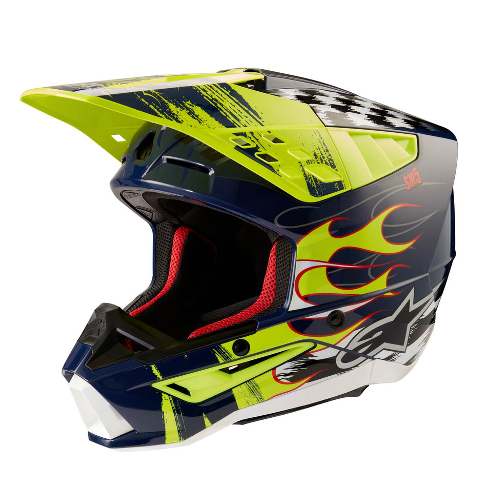 Přilba Alpinestars S-M5 Rash tmavě modrá/žlutá fluo