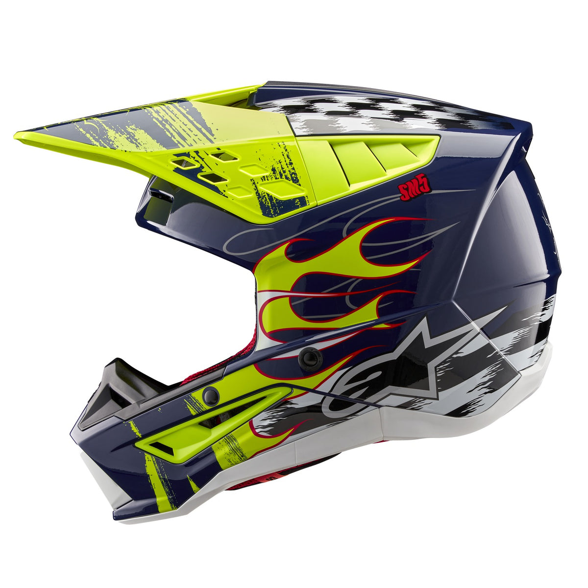 Přilba Alpinestars S-M5 Rash tmavě modrá/žlutá fluo