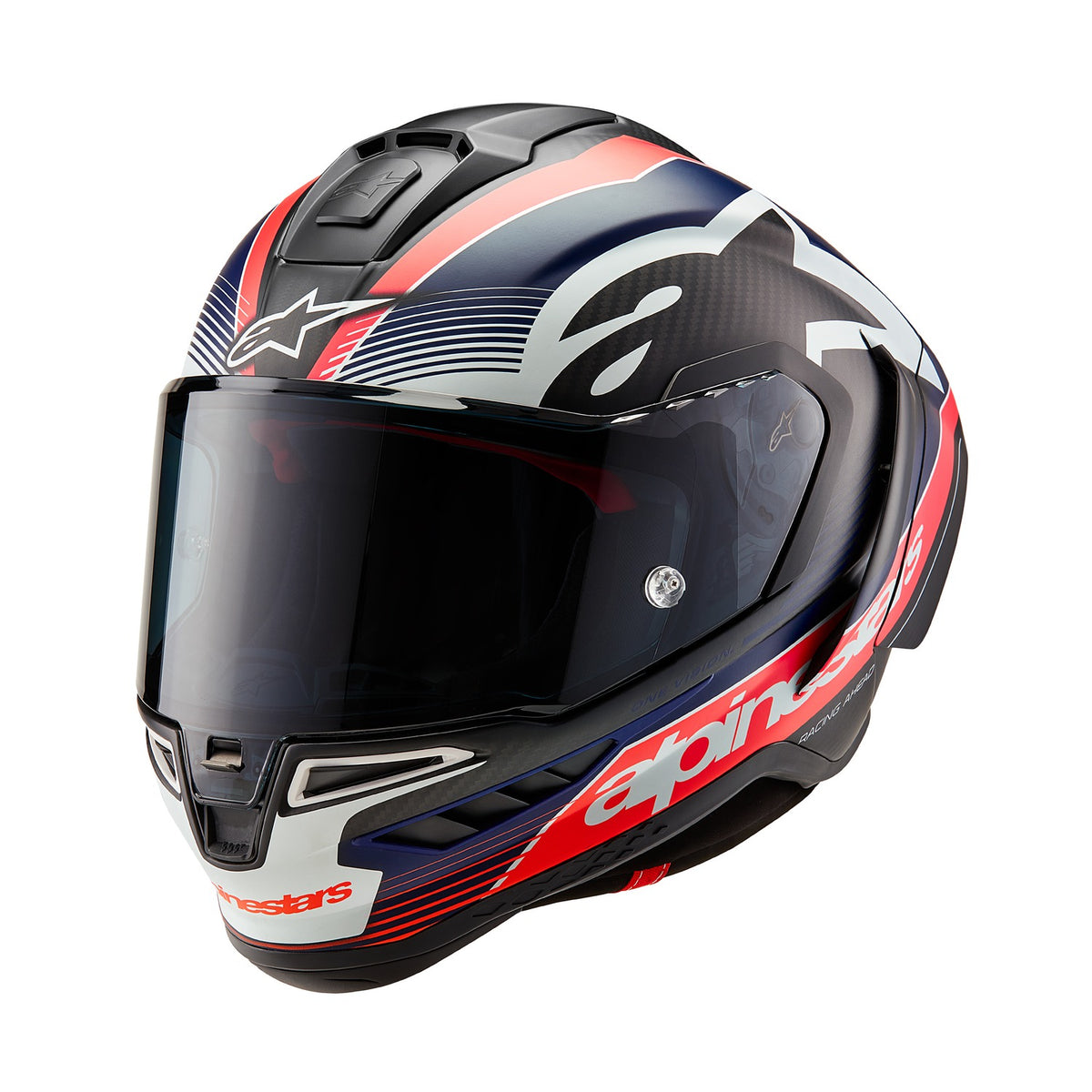 Přilba Alpinestars Supertech R10 Team matný karbon/červená fluo/modrá/bílá