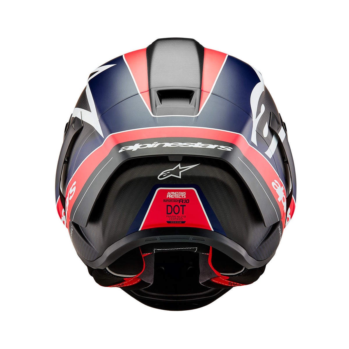 Přilba Alpinestars Supertech R10 Team matný karbon/červená fluo/modrá/bílá