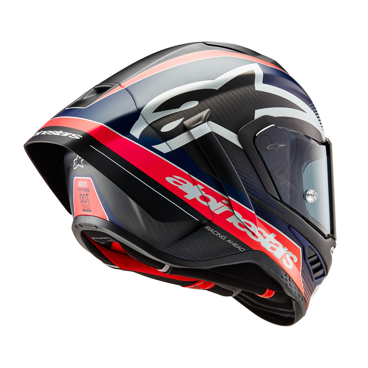 Přilba Alpinestars Supertech R10 Team matný karbon/červená fluo/modrá/bílá