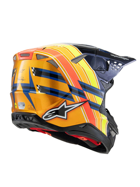 Přilba Alpinestars Supertech S-M10 edice Troy LEE Designs modrá perleť/oranžová fluo/žlutá/červená