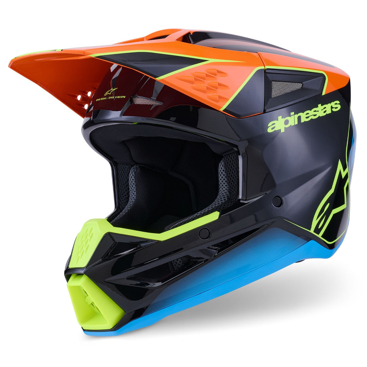 Přilba Alpinestars S-M3 Fray černá/oranžová fluo/žlutá fluo/tyrkysová