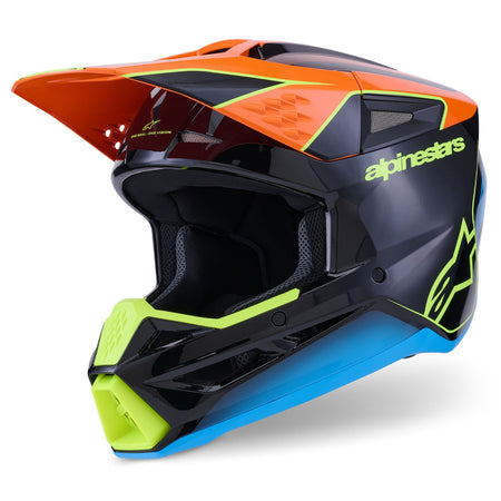 Přilba Alpinestars S-M3 Fray černá/oranžová fluo/žlutá fluo/tyrkysová