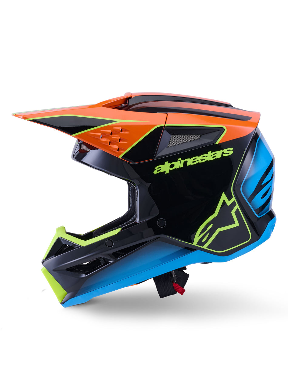 Přilba Alpinestars S-M3 Fray černá/oranžová fluo/žlutá fluo/tyrkysová