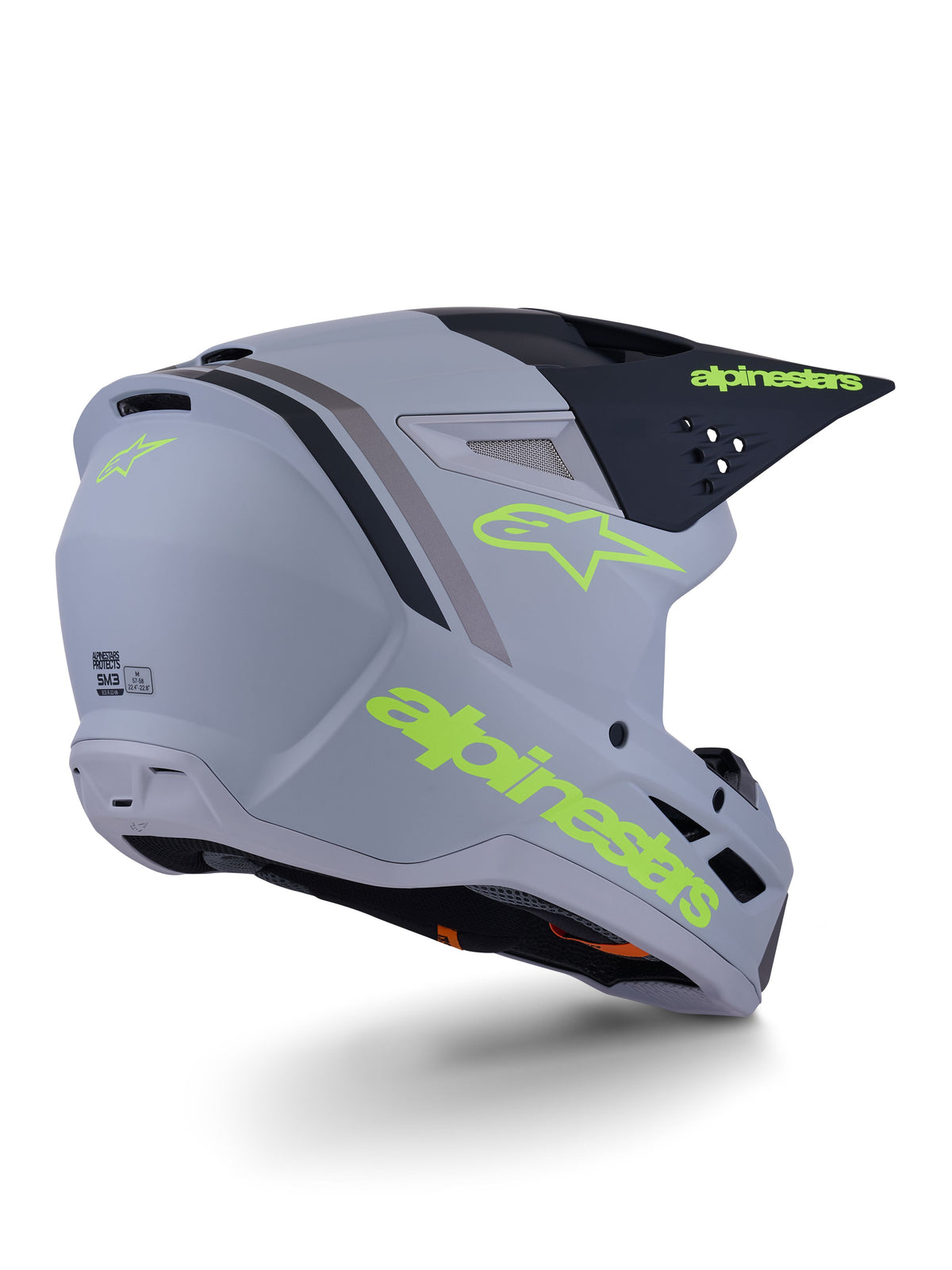 Přilba Alpinestars S-M3 Radium šedá mat/žlutá fluo/černá
