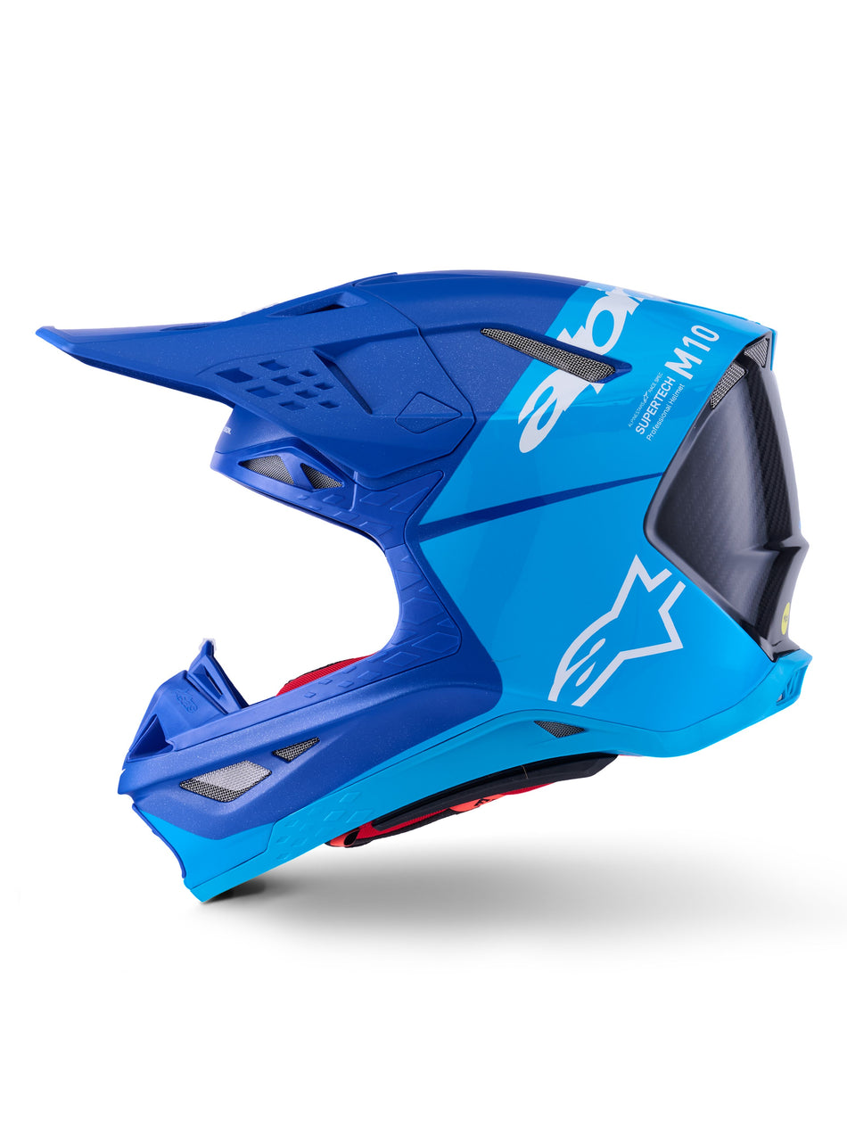 Přilba Alpinestars Supertech S-M10 Flood modrá perleť/světle modrá/černá/carbon/matná/lesklá