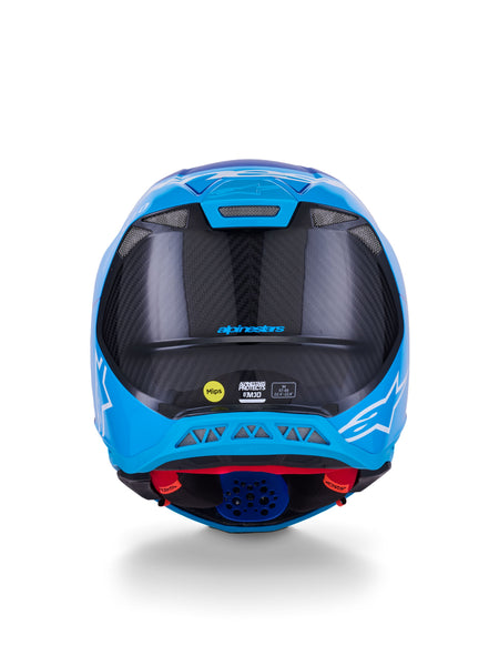 Přilba Alpinestars Supertech S-M10 Flood modrá perleť/světle modrá/černá/carbon/matná/lesklá