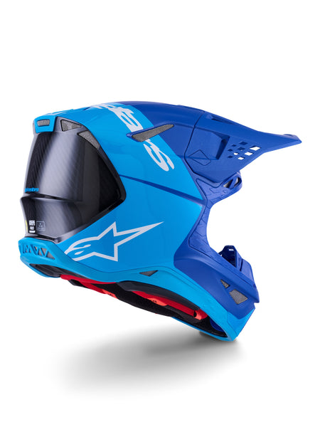 Přilba Alpinestars Supertech S-M10 Flood modrá perleť/světle modrá/černá/carbon/matná/lesklá