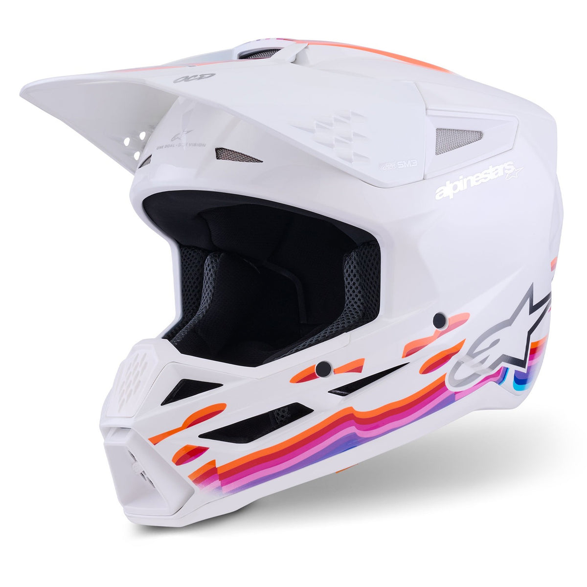 Přilba Alpinestars S-M3 Force bílá/žlutá/růžová/fialová